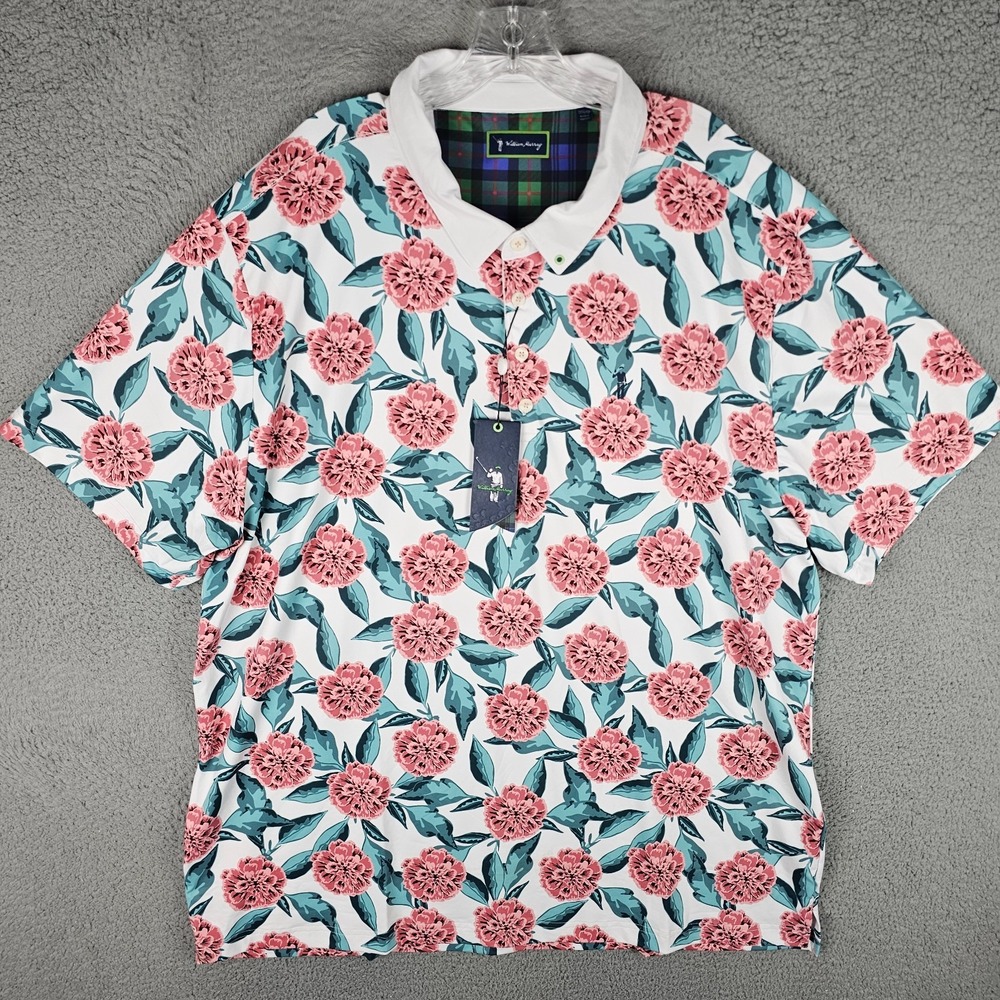 William Murray Polo Shirt Men's 3XL Tropical Floral Golf‎ Performance Popover